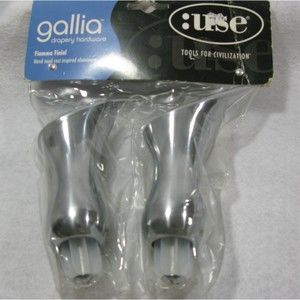 NEW Silver Finials Polished Aluminum Pair Gallia Fiamma Modern Drapery Rod HW